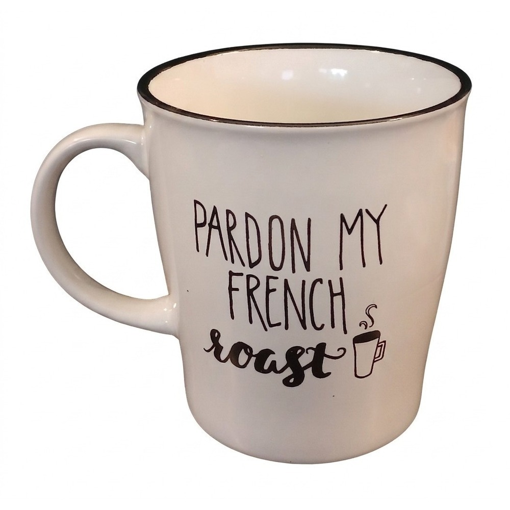 Ceramic Coffee Mug 'Pardon My French Roast' Novelty 20 Oz. Coffee Lover Gift